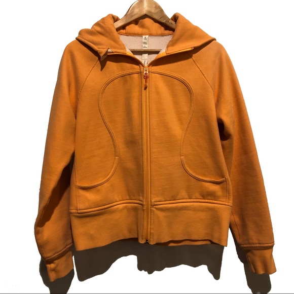 lululemon athletica Tops - Lululemon Athletica Orange Scuba Zip Up Hoody 10